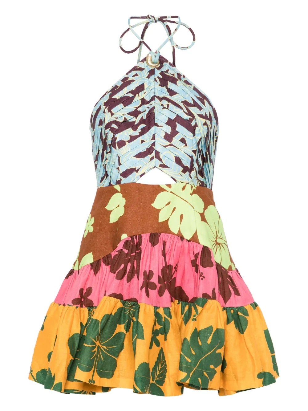 Shop Alemais Poppy Spliced Mini Dress In Multi
