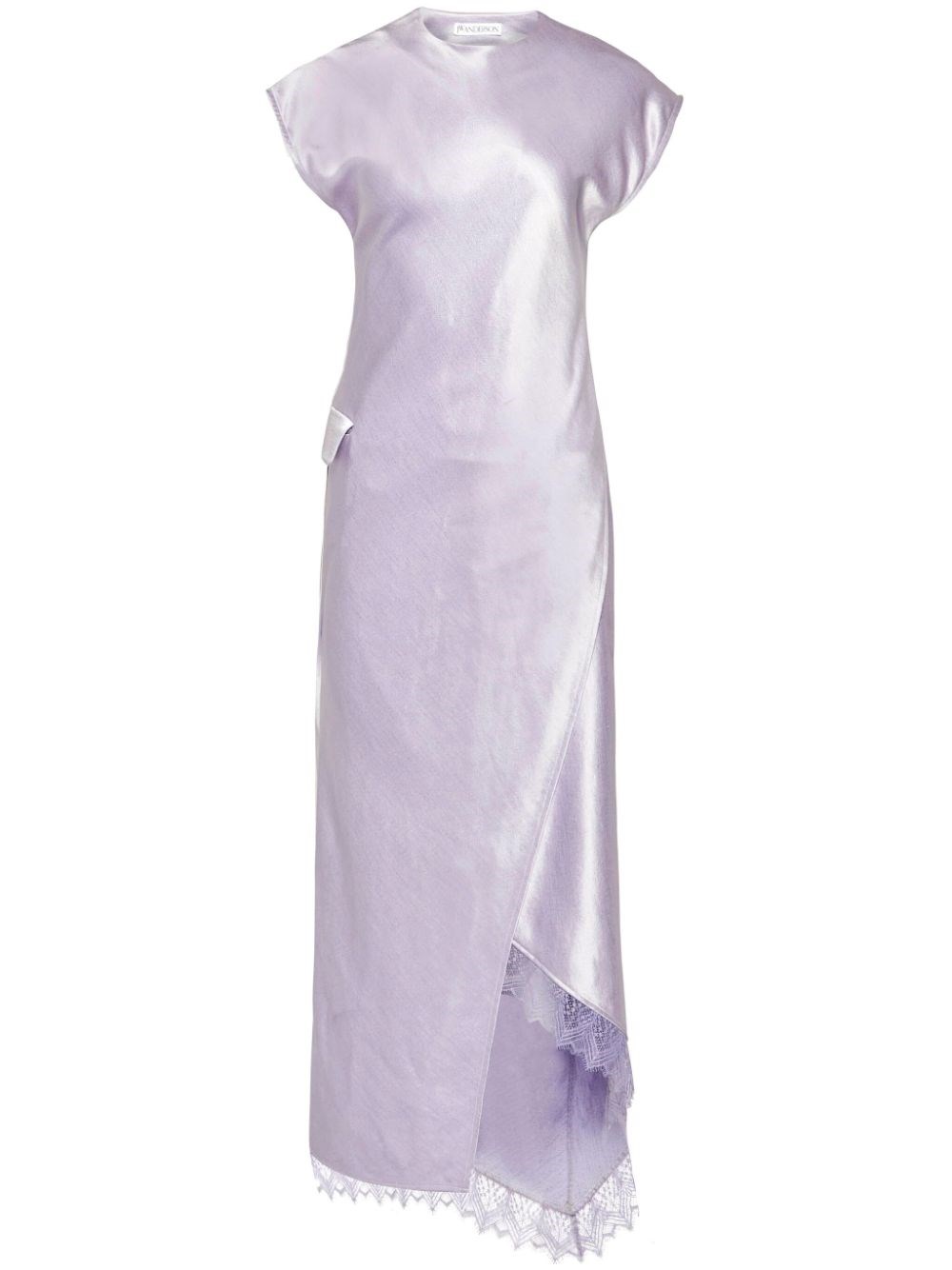 Jw Anderson Asymmetric Lace Trim Layered Dress In Pink