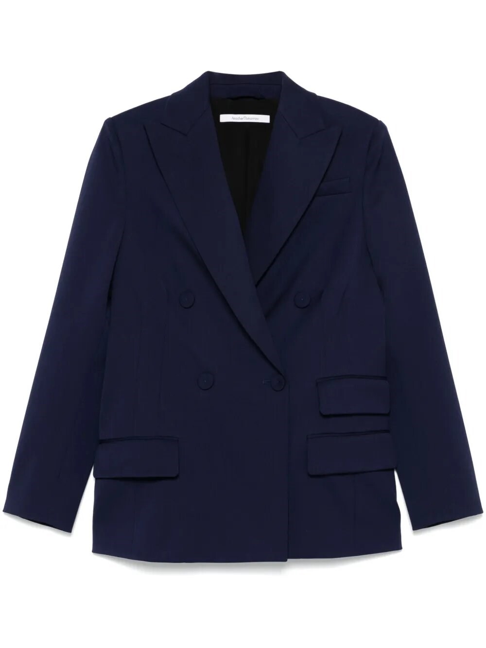 Another Tomorrow Relaxed Double-breasted Jacket In Blue