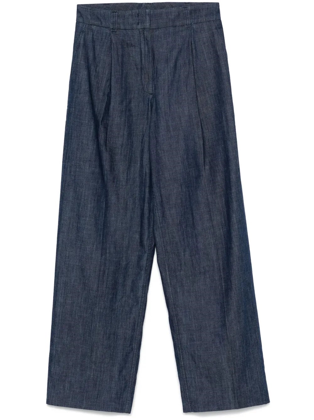 Another Tomorrow Chambray Relaxed Wide Leg Pant In Blue