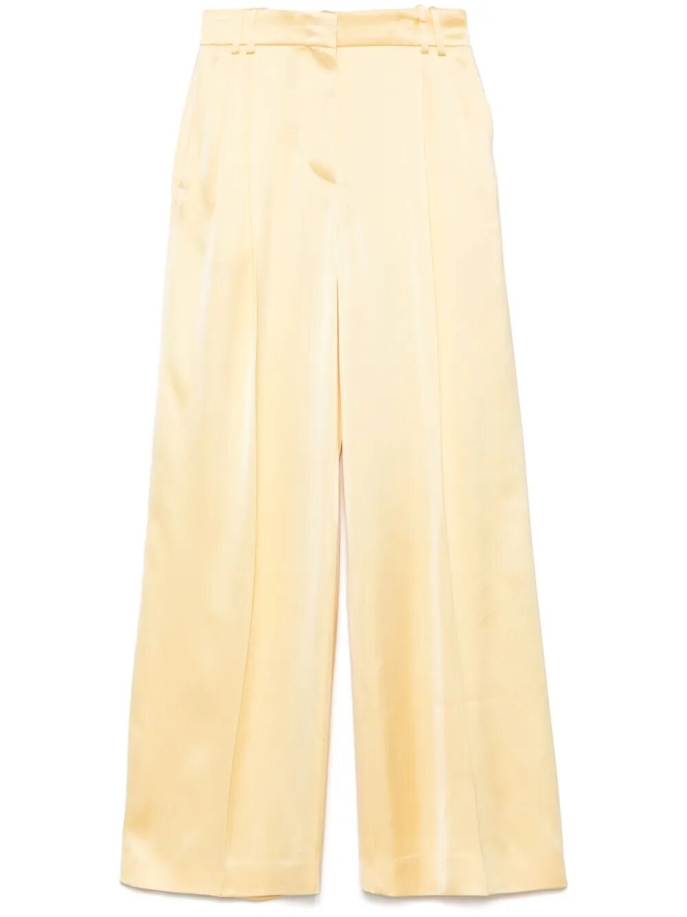 Another Tomorrow Satin Pleated Trouser In Beige