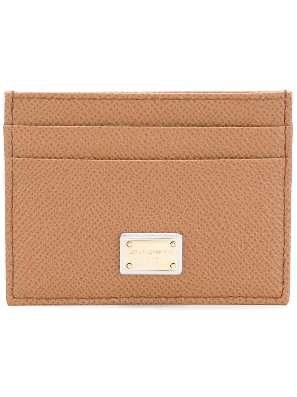 Dolce & Gabbana Logo Plaque Cardholder In Beige