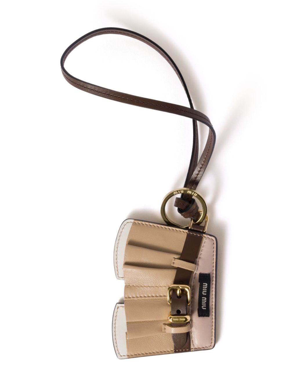 Shop Miu Miu Leathet Keychain Trick In Brown