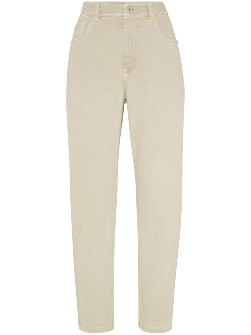 Brunello Cucinelli Garment-dyed Baggy Tapered Jeans In Beige