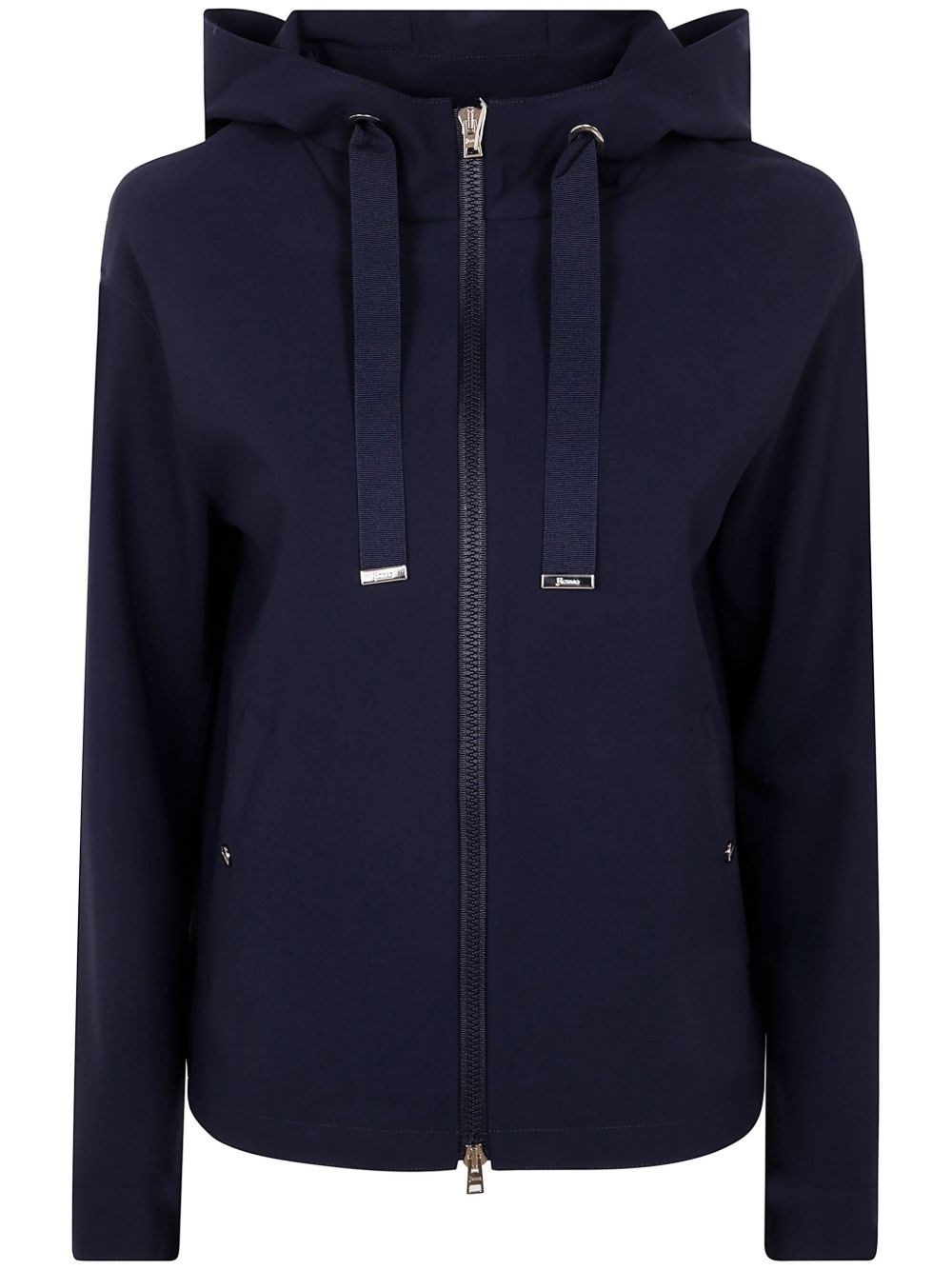 Herno Zip-up Hooded Jacket In Blue
