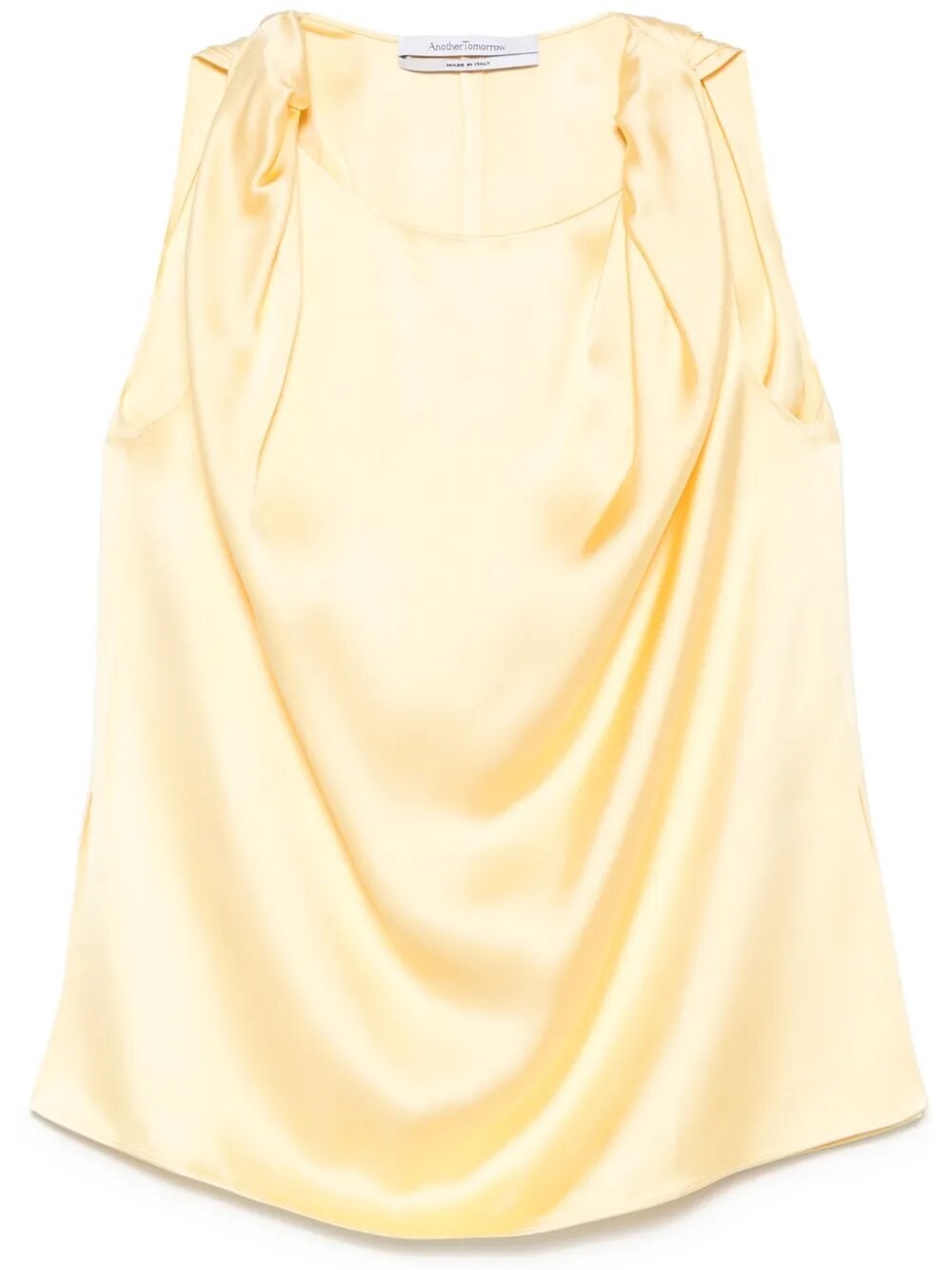 Another Tomorrow Twist Shoulder Top In Gold