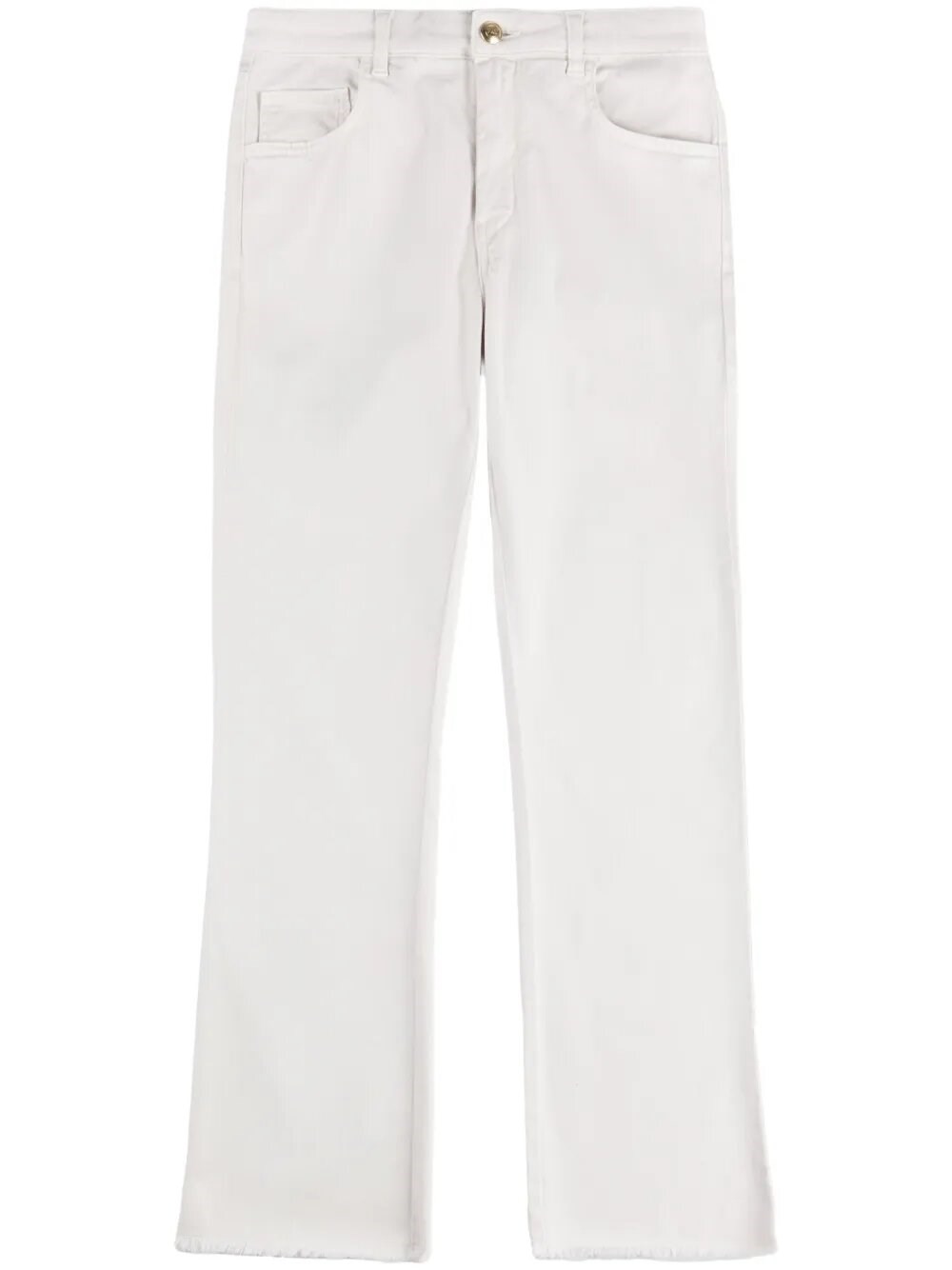 Fay Straight-leg Beige Pants With Flared Hem In White