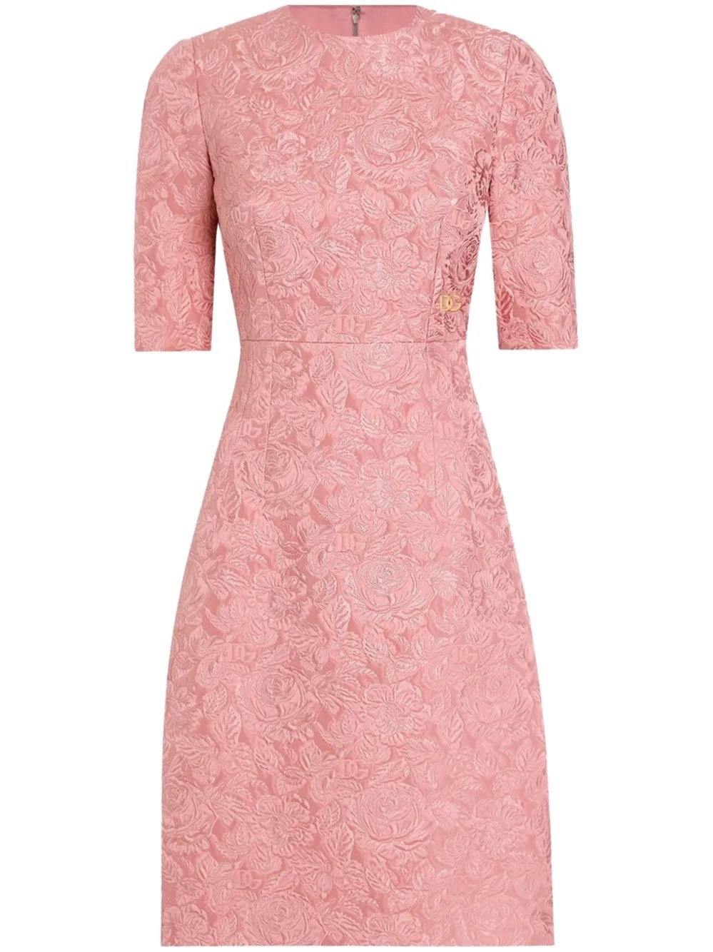 Dolce & Gabbana Floral-jacquard Midi Dress In Pink