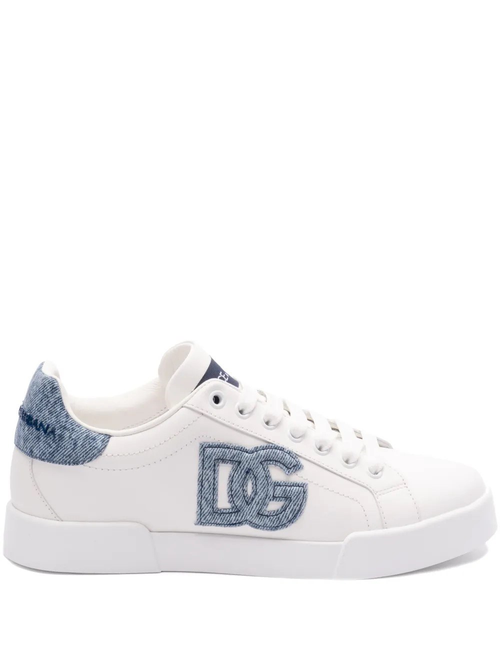 Dolce & Gabbana White Low-top Sneakers With Logo And Blue Tongue In White