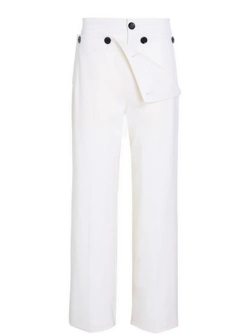Proenza Schouler Oliver Button Straight-leg Wool Gabardine Pants In White