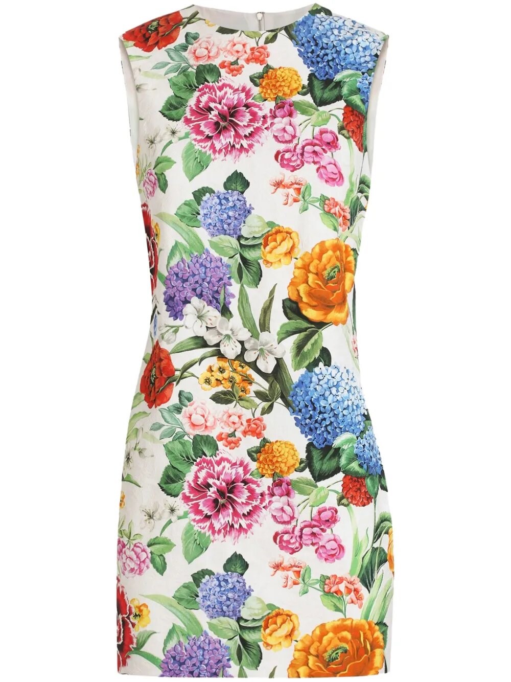 Dolce & Gabbana Floral-print Cotton-blend Jacquard Mini Dress In Multi