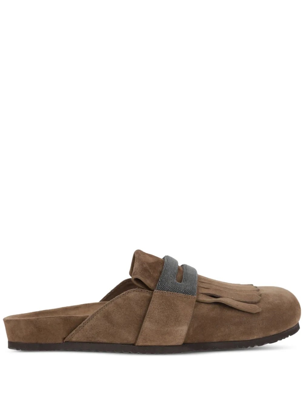 Brunello Cucinelli Suede Slipper In Brown