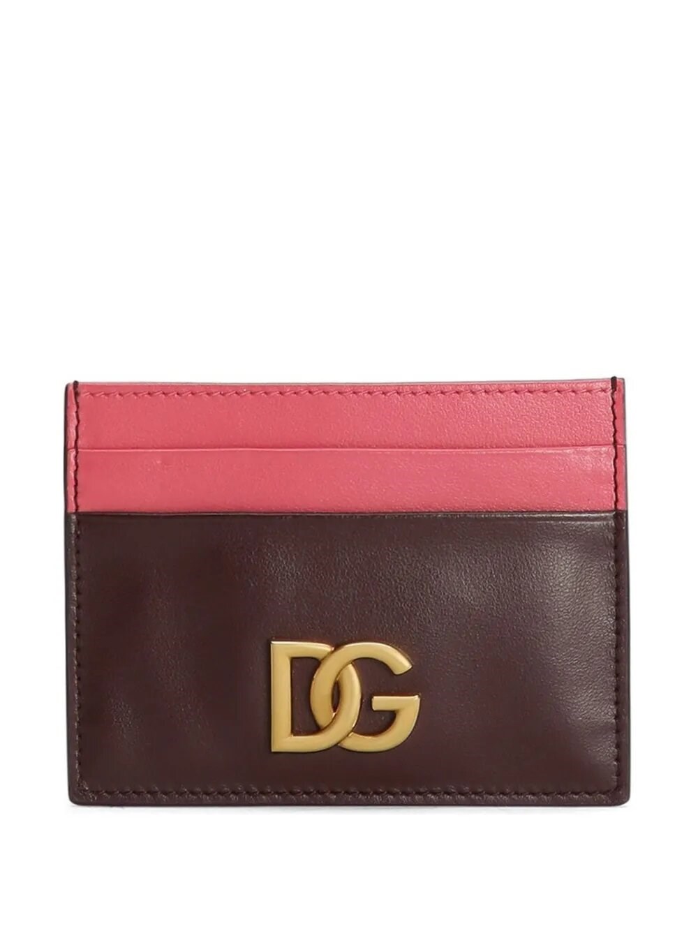 Dolce & Gabbana Two Tone Card Holder In Bordeaux