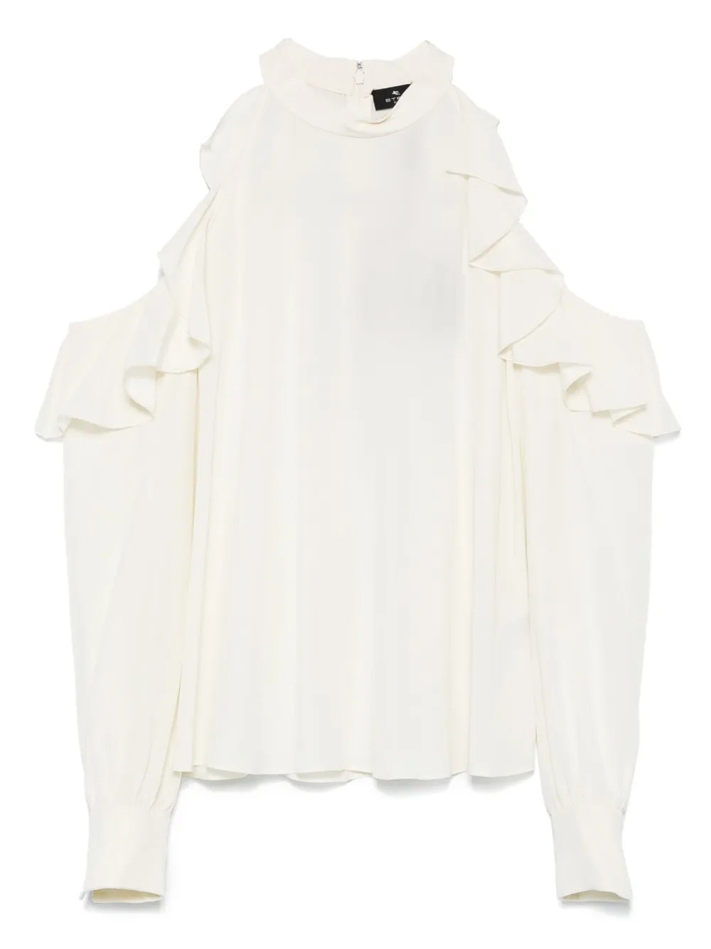 Etro Silk Top With Open Shoulders And Ruffles In White