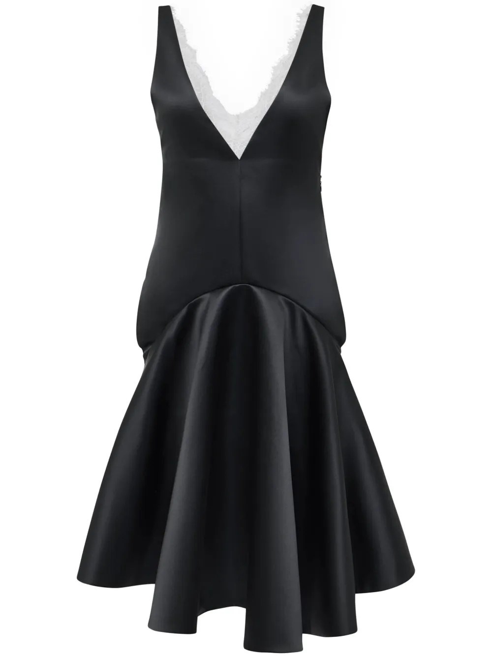 Jw Anderson Draped Hem V Neck Dress In Black