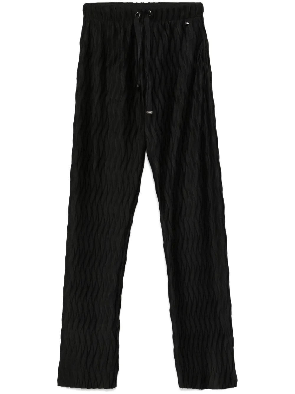 Herno Black Trousers With Wavy Pattern And Drawstring Waist In Black
