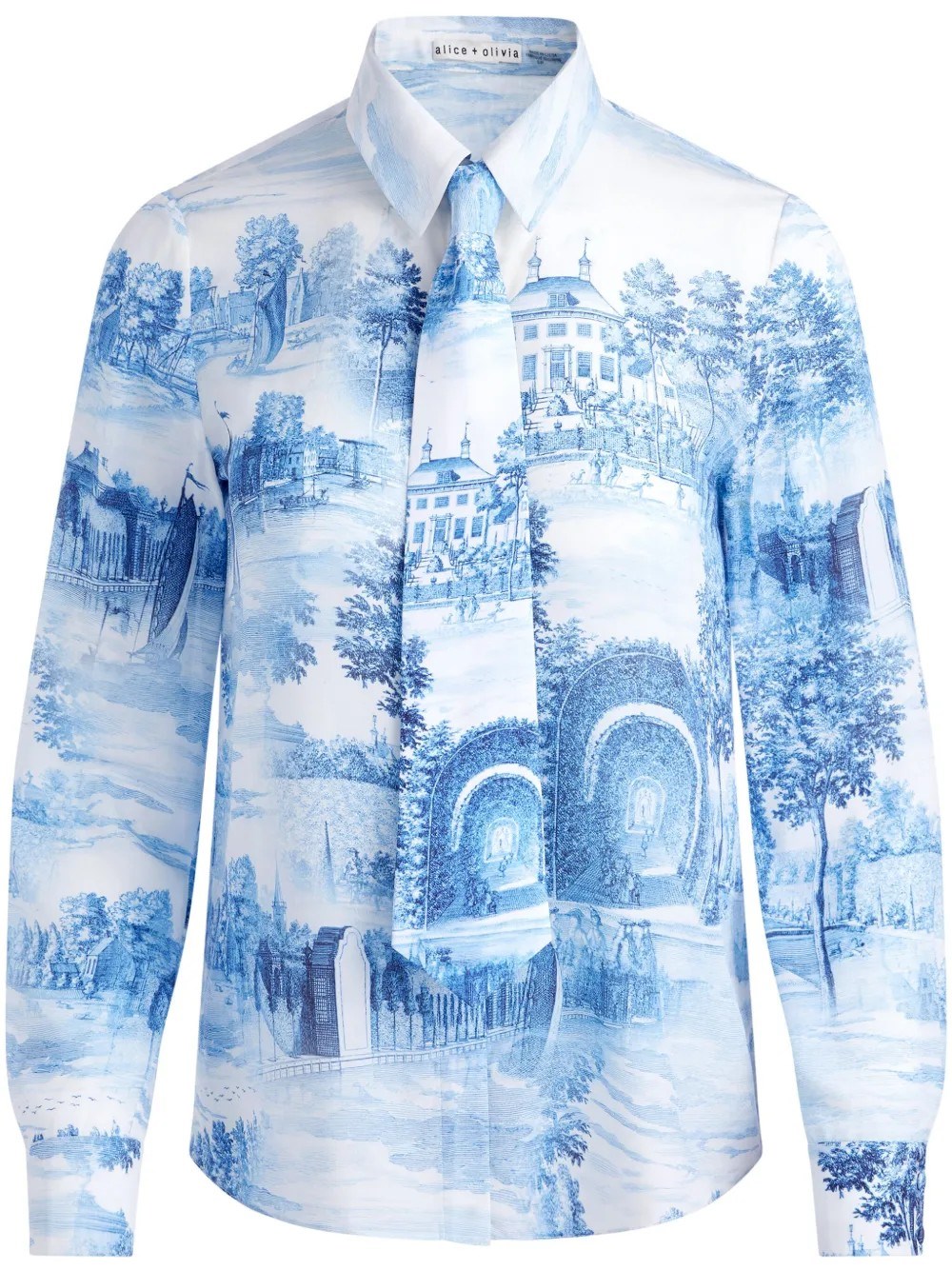 Alice And Olivia Willa Placket Blouse In White