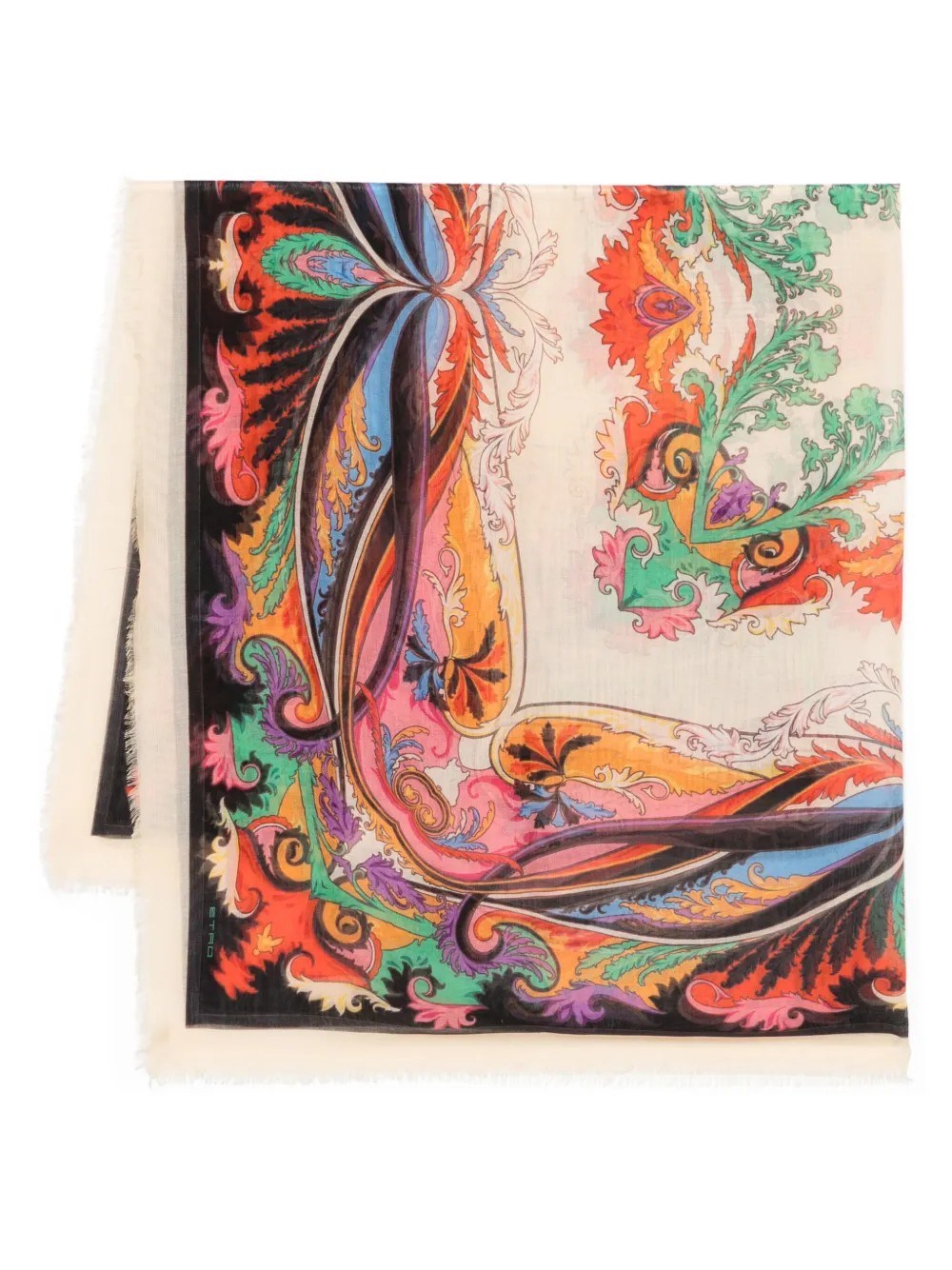 Etro Floral Printed Frayed Edge Scarf In Multi