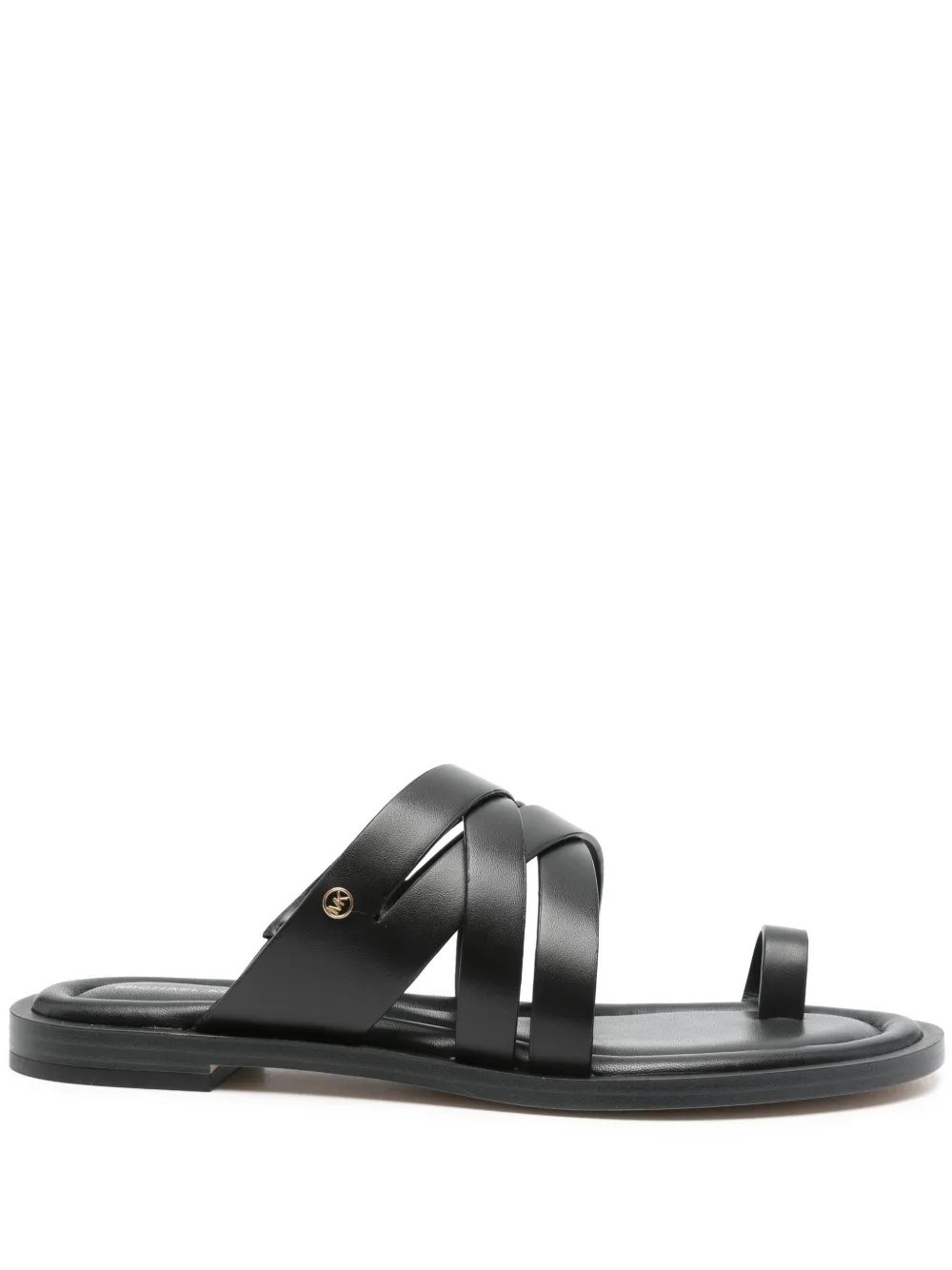 Michael Kors Nora Leather Sandal In Black