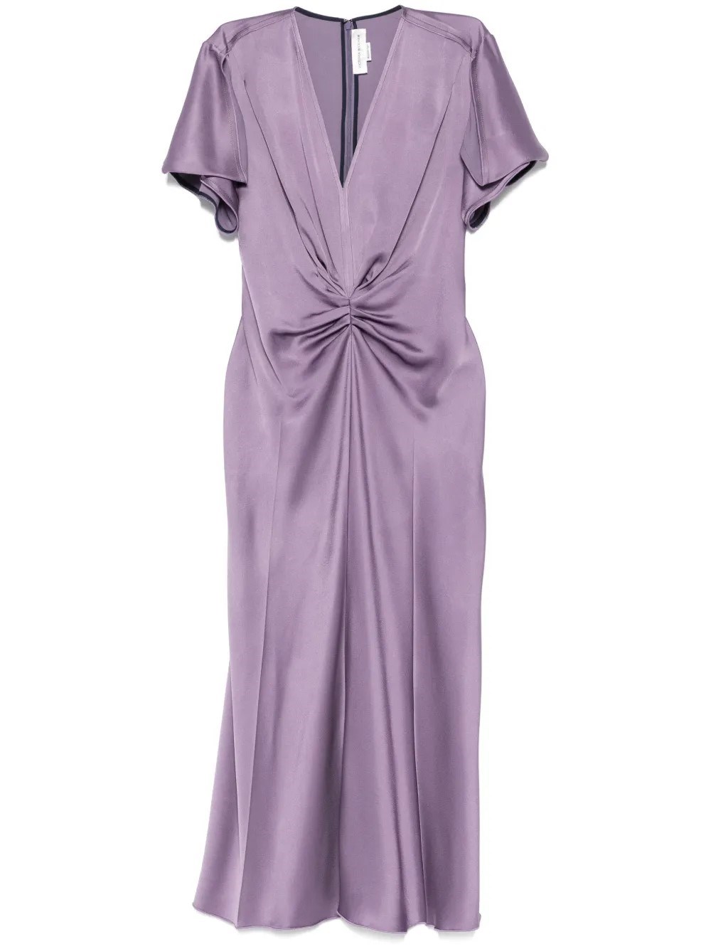 VICTORIA BECKHAM GATHERED V-NECK MIDI DRESS