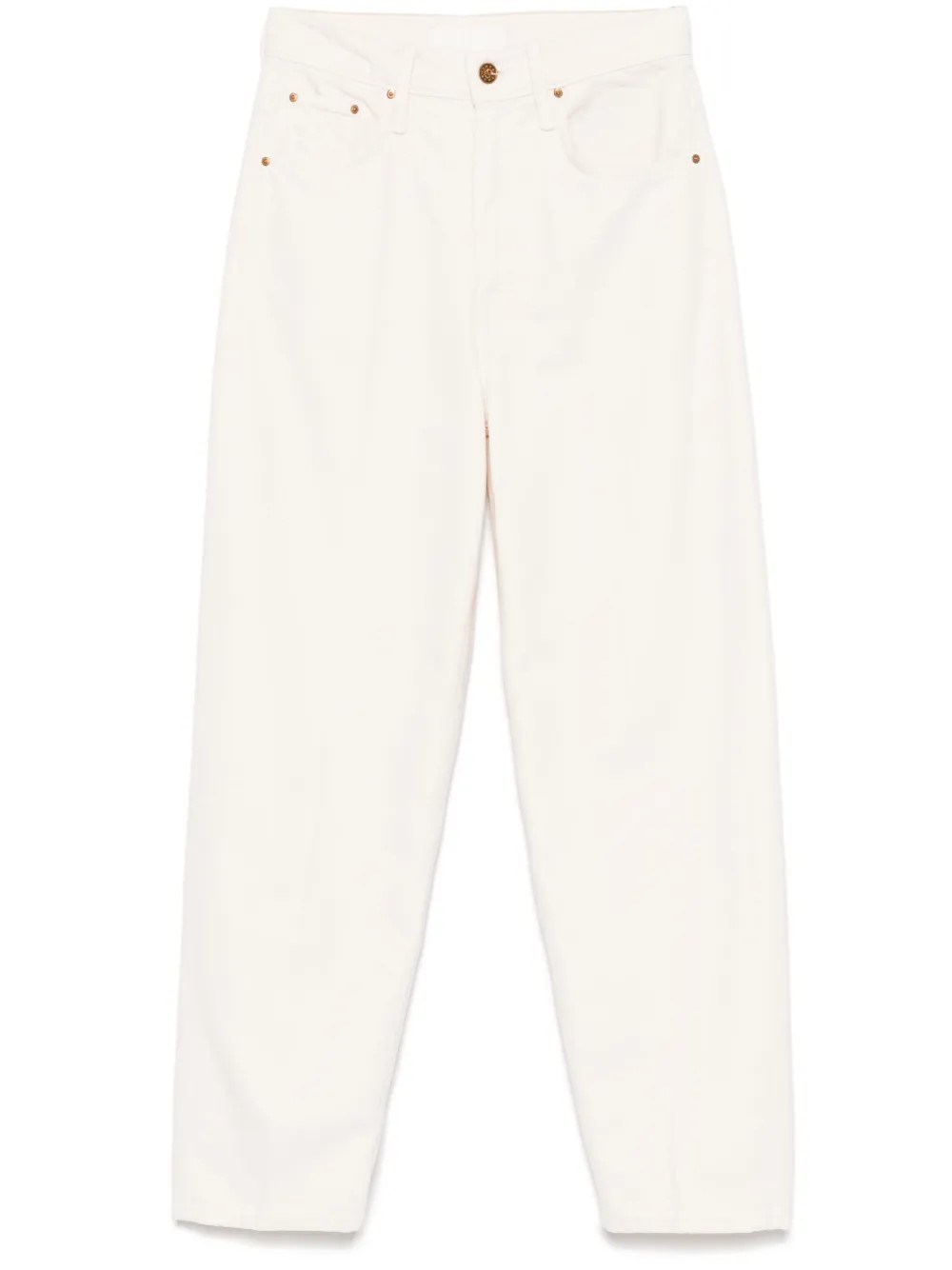 Mother The Peeler Tapered Ankle Jeans In White