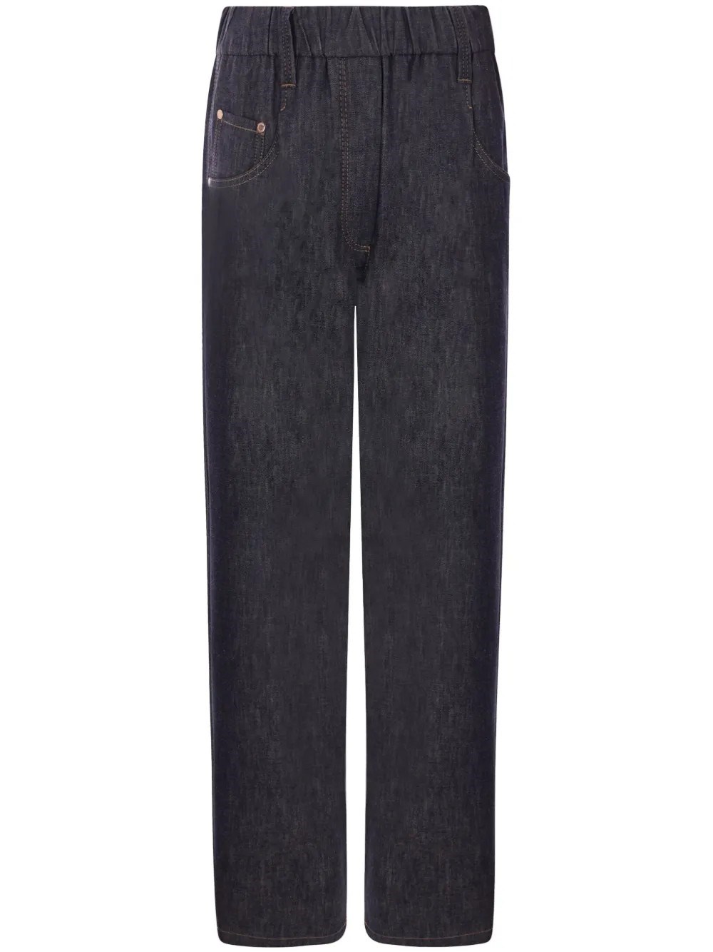 Shop Brunello Cucinelli Elastic Waist Band Denim Trousers In Blue
