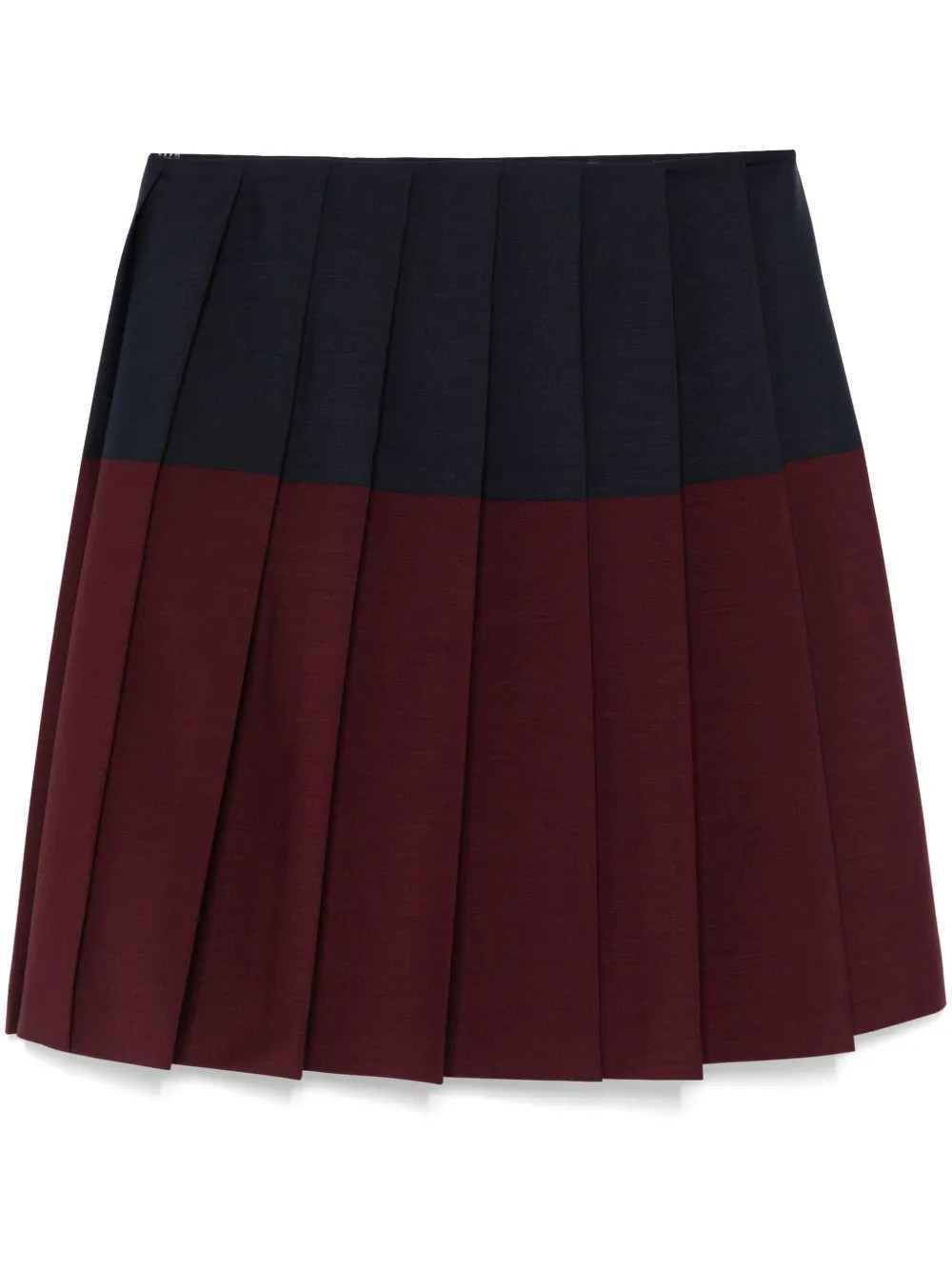 Miu Miu Colorblocked Pleated Wool Midi Skirt In Blue