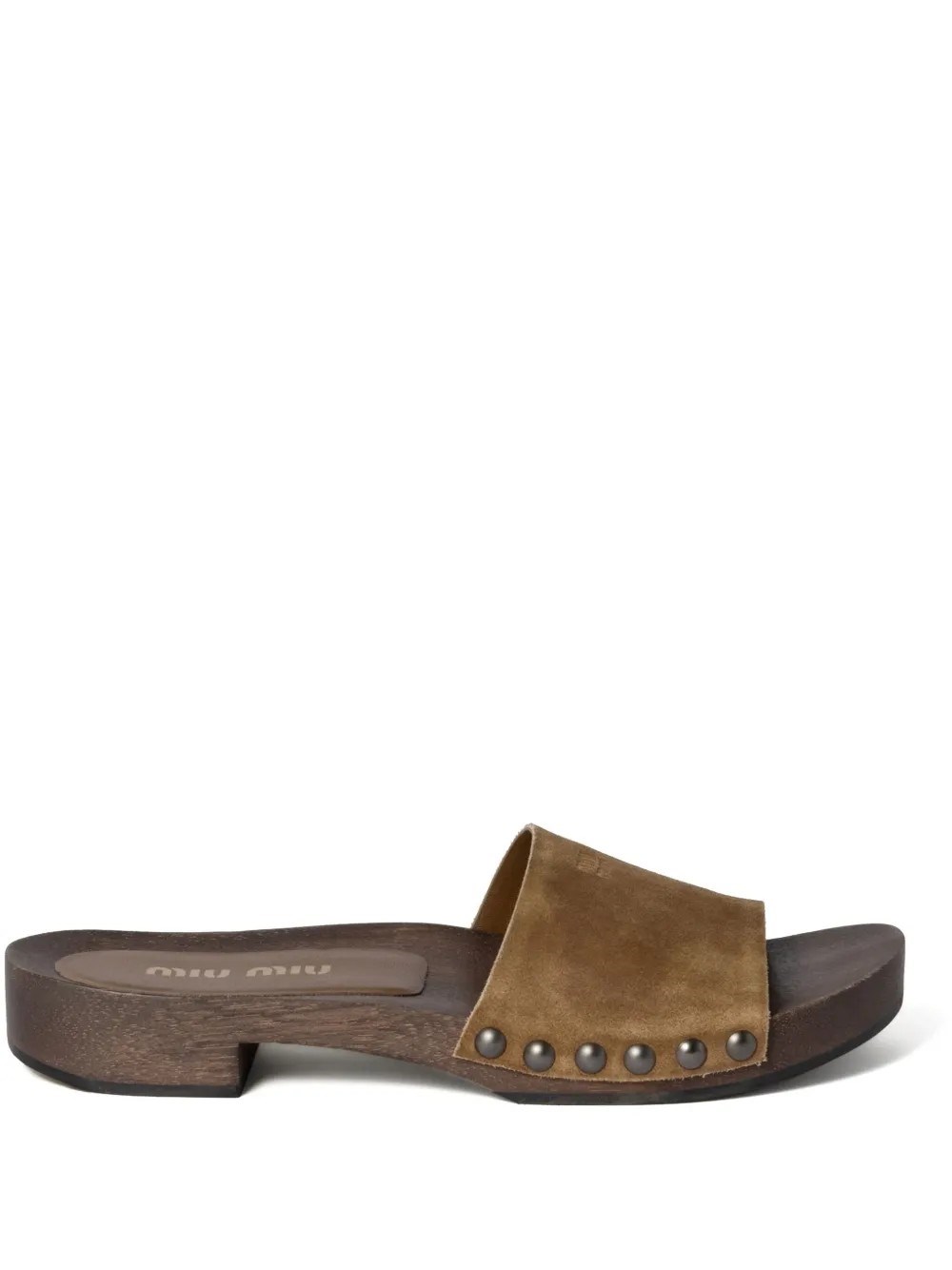 Shop Miu Miu Suede Hoof In Beige
