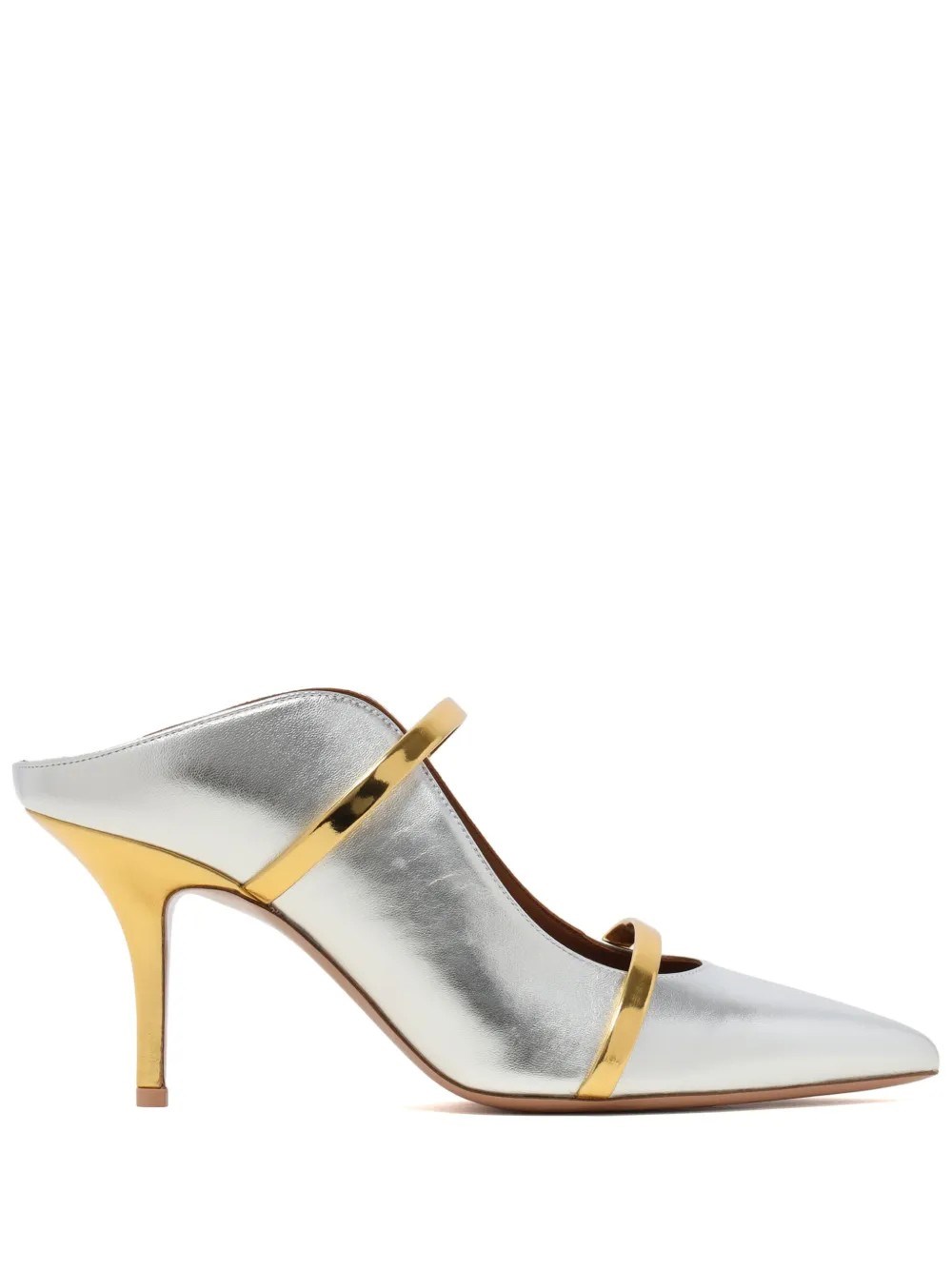 Malone Souliers Maureen 70 Mules In Metallic Nappa Leather In Silver