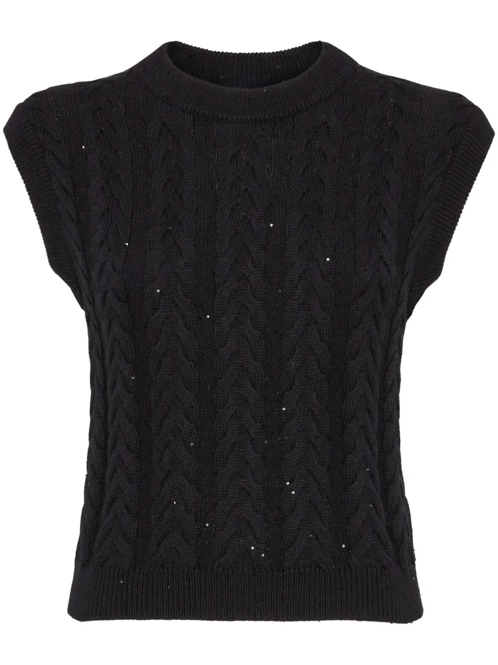Shop Brunello Cucinelli Maglia Dazzling Double Cable Di Cotone In Black