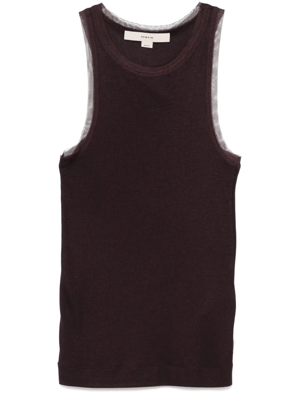 Remain Birger Christensen Mesh-edge Tank Top In Bordeaux