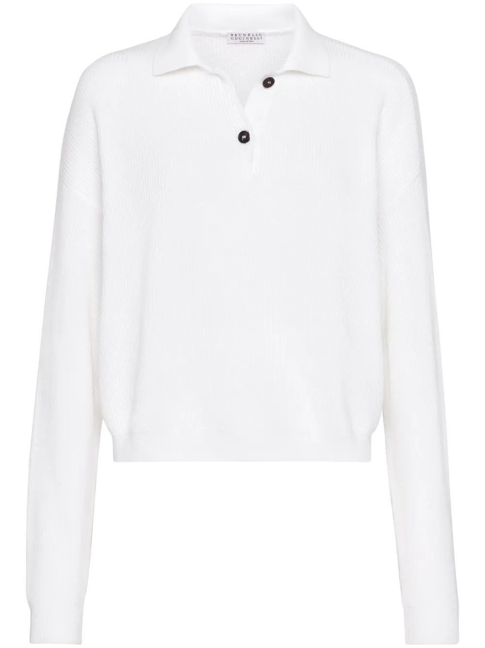 Brunello Cucinelli Ribbed-knit Polo-collar Jumper In White