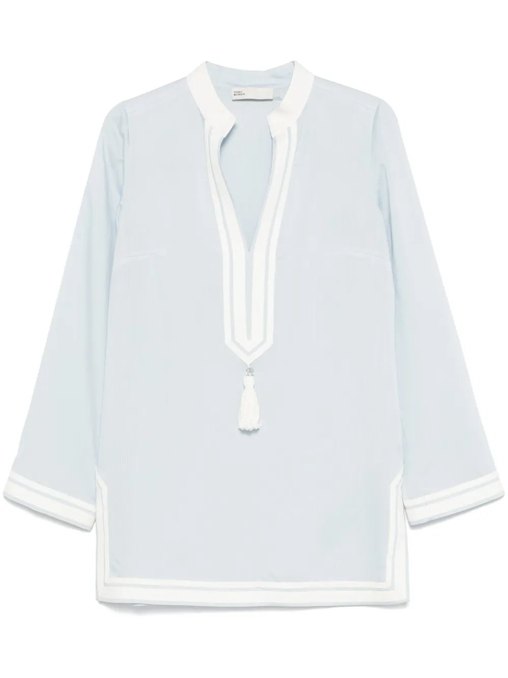 Tory Burch Silk Blend Viscose Dress In Light Blue
