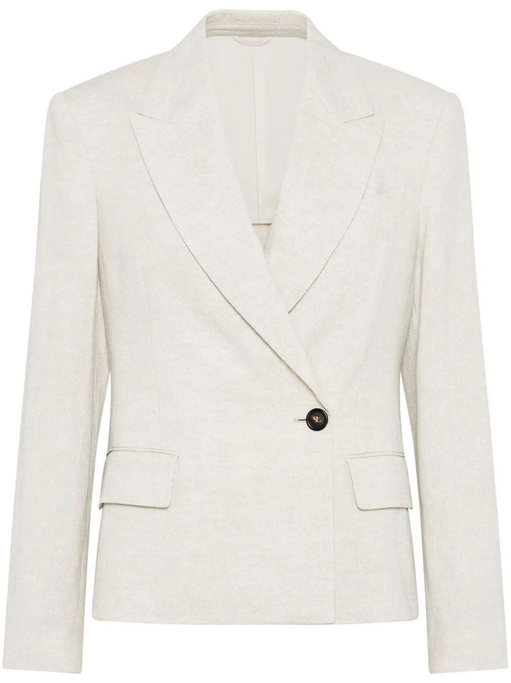 BRUNELLO CUCINELLI LINEN SPARKLING CANVAS BLAZER WITH MONILI