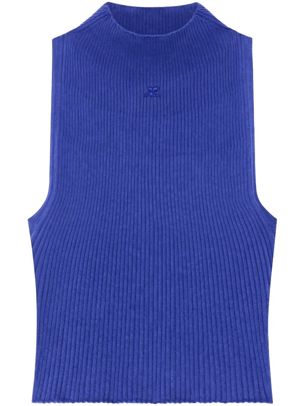 Courrèges Ribbed Cropped Top In Light Blue