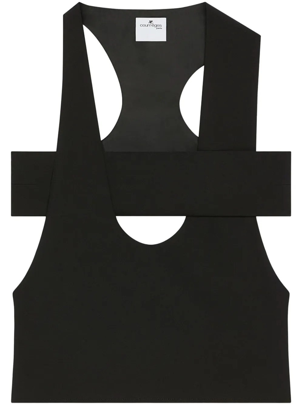Courrèges U-neck Black Top With Cut-out Detailing In Black