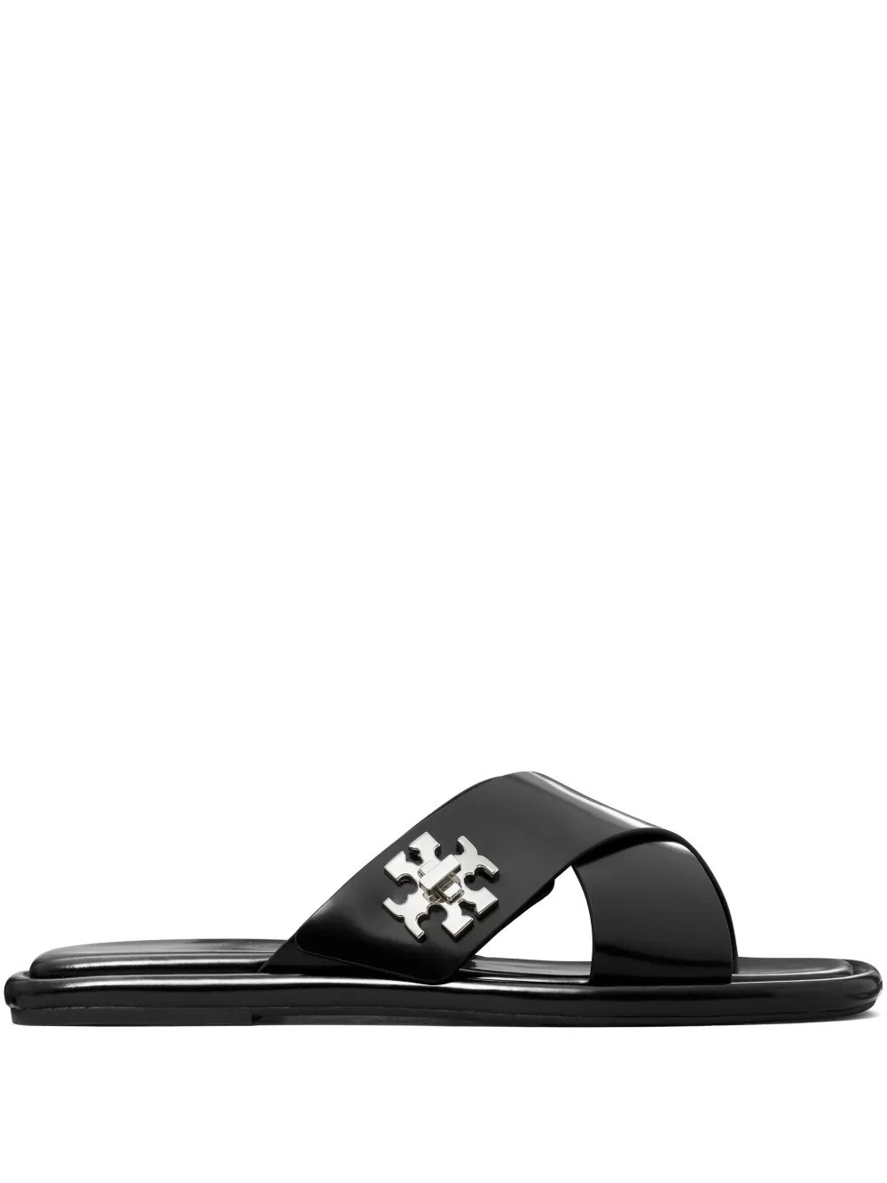 Tory Burch T Lock Cross Band Slide In Black