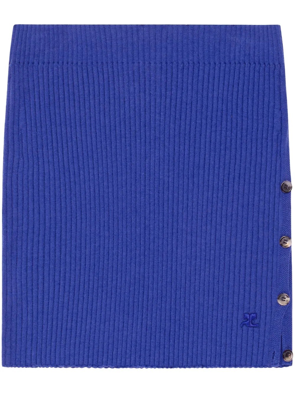 Courrèges Buttoned Light Rib Mini Skirt In Light Blue