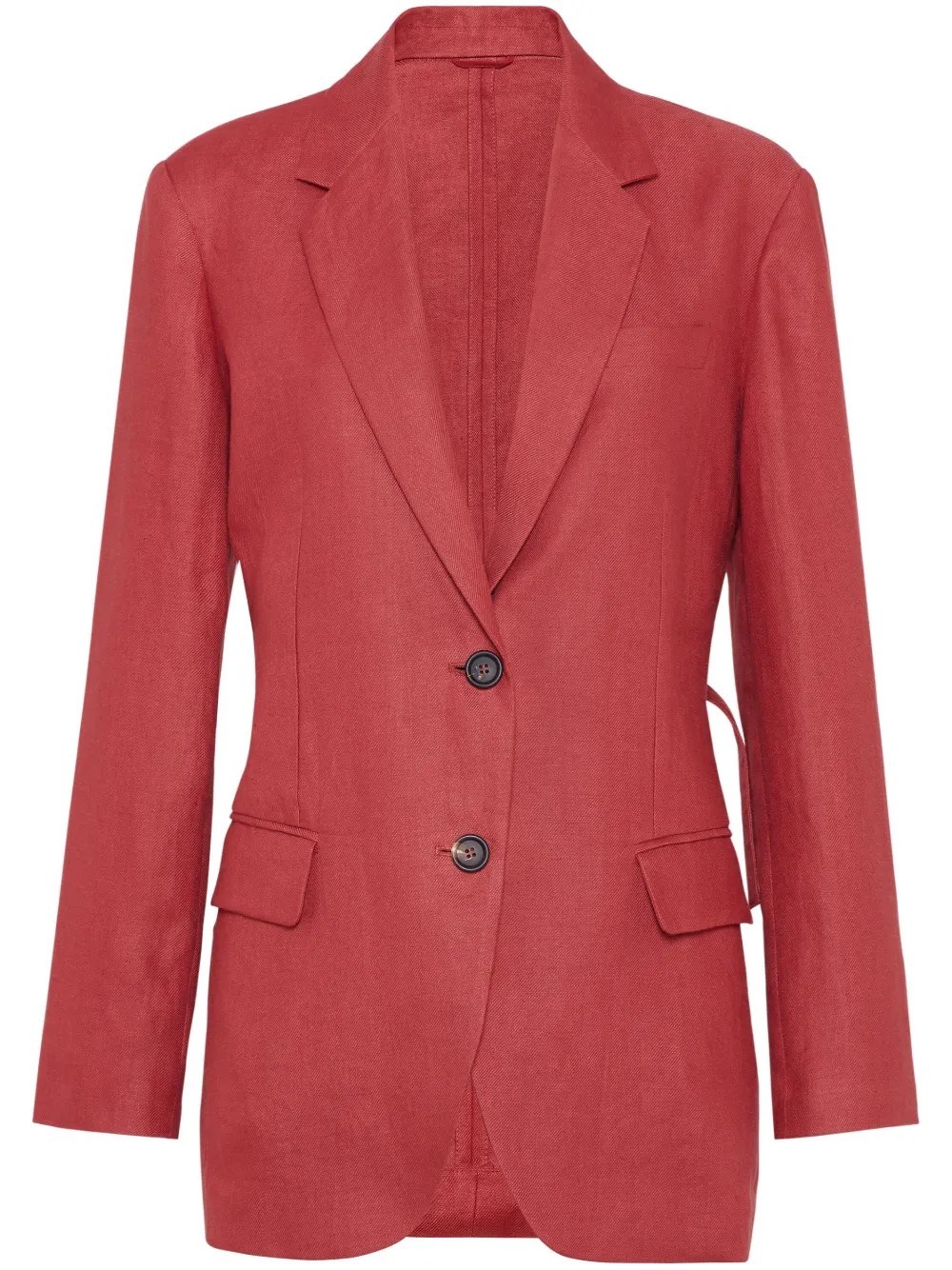 Brunello Cucinelli Hemp-linen Single-breasted Blazer In Red