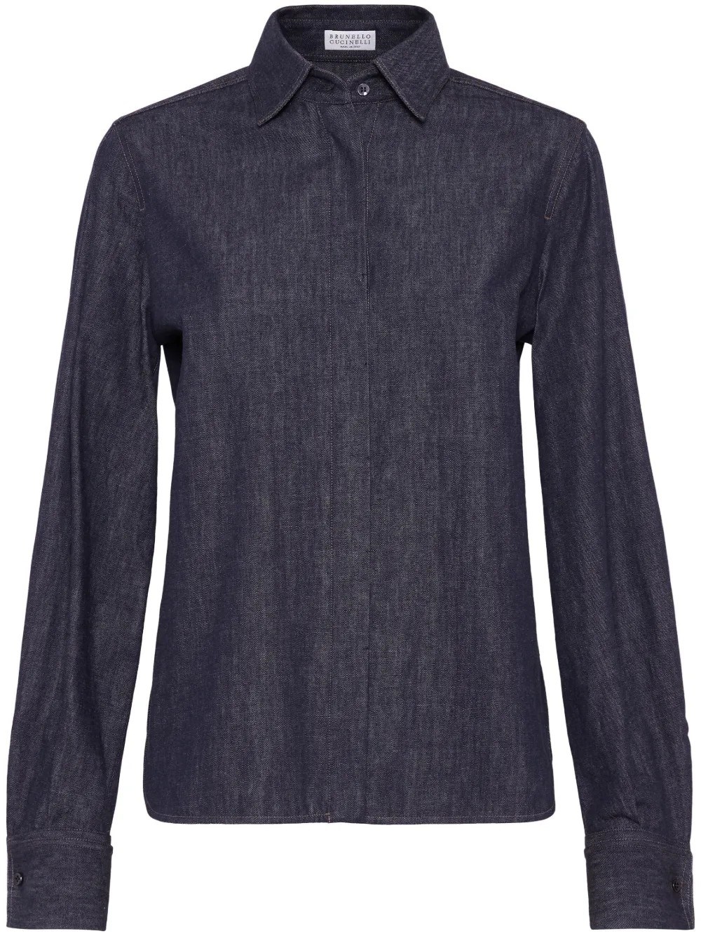 Brunello Cucinelli Monili Bead-embellished Denim Shirt In Denim