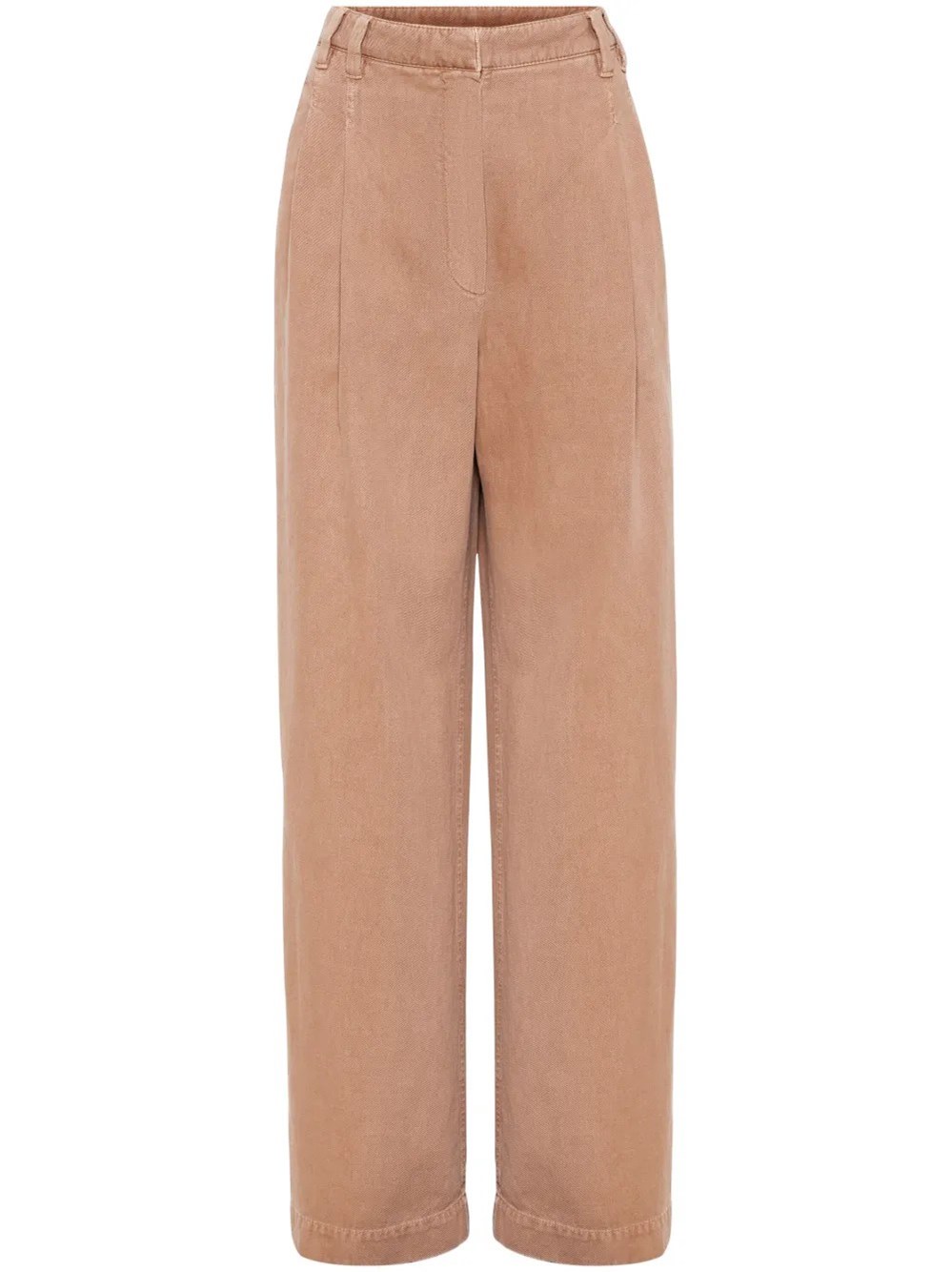 Brunello Cucinelli Garment-dyed Wide-leg Jeans In Brown