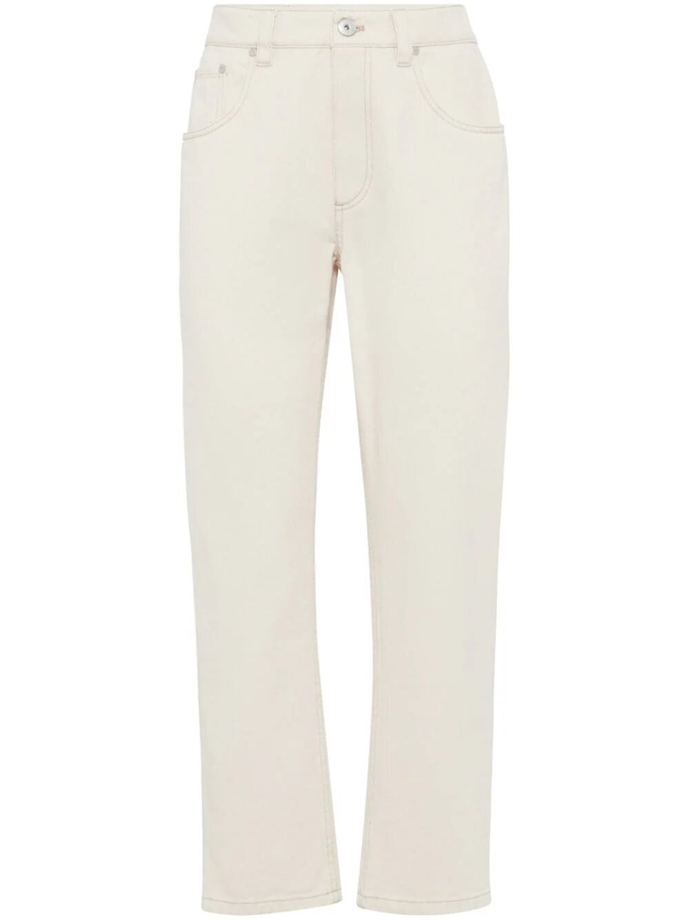 Brunello Cucinelli Five Classic Pockets Denim Trousers In Beige