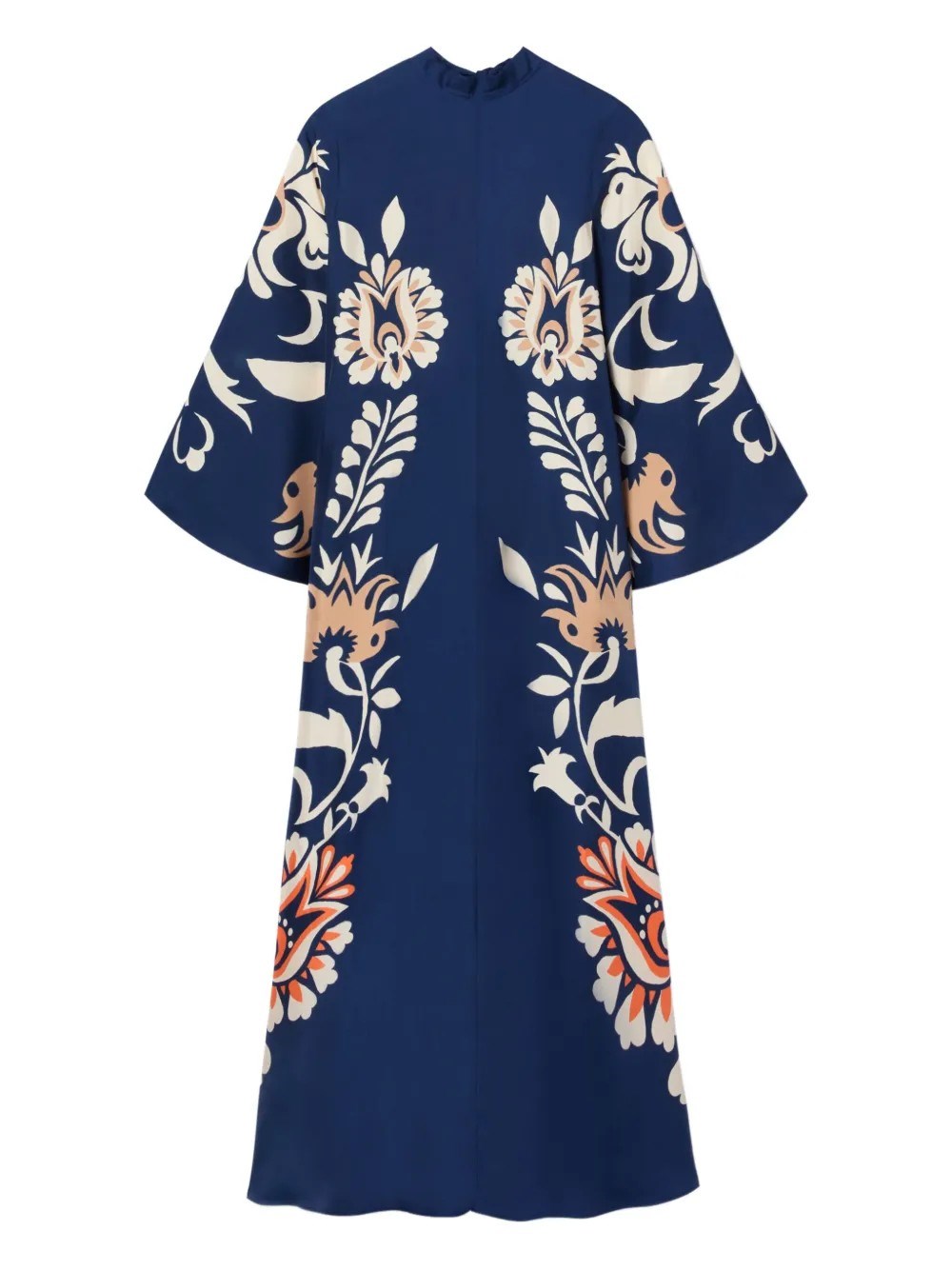 La Doublej Scarf-detailed Printed Silk-twill Maxi Dress In Blue
