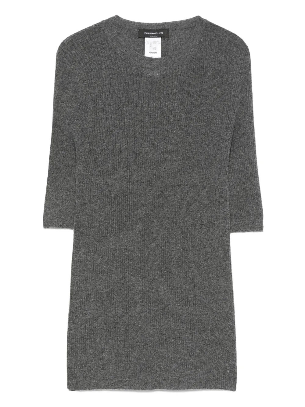Fabiana Filippi Ribbed Half-sleeve Top In Gray