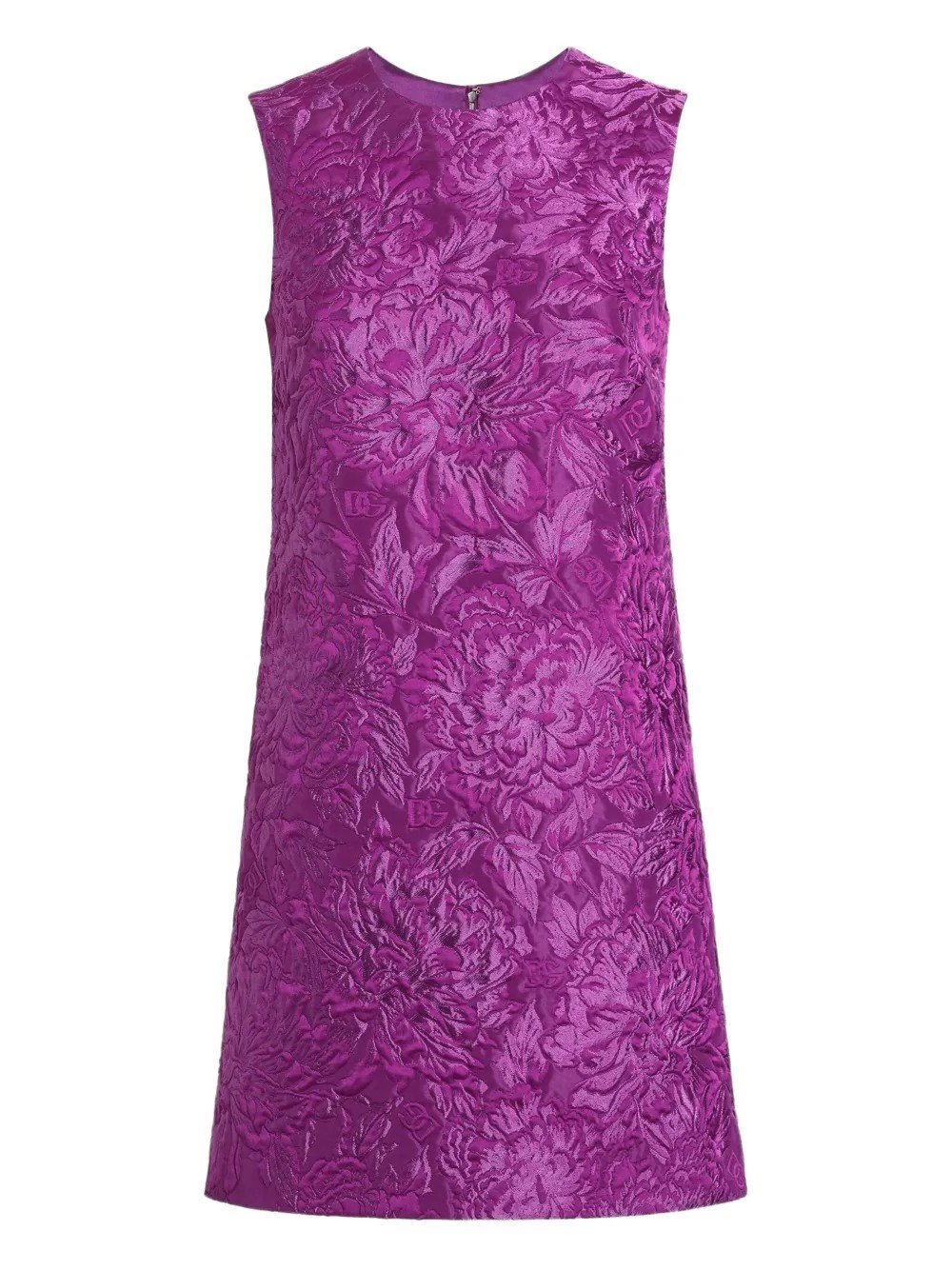 Dolce & Gabbana Mini Dress With Brocade Effect In Purple