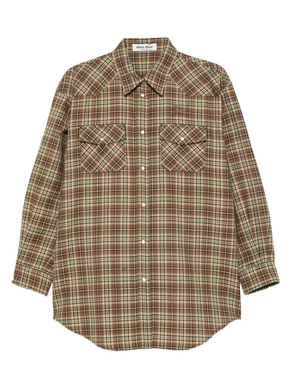 Miu Miu Check Shirt In Brown