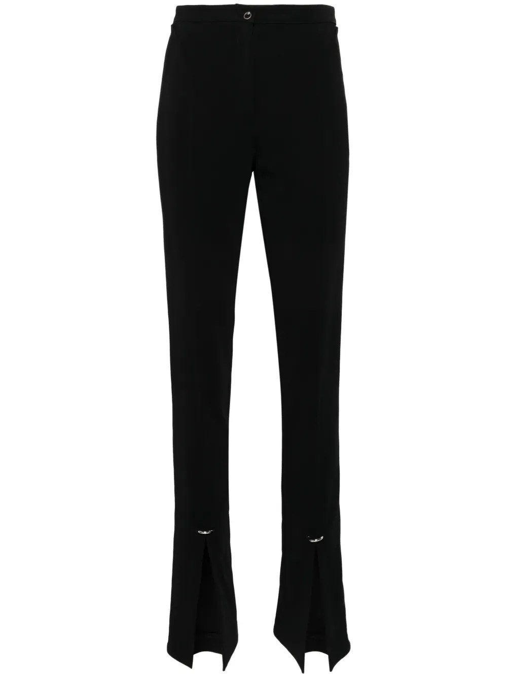 Mugler Piercing Detail High-waisted Trousers With Ankle Slit In Black