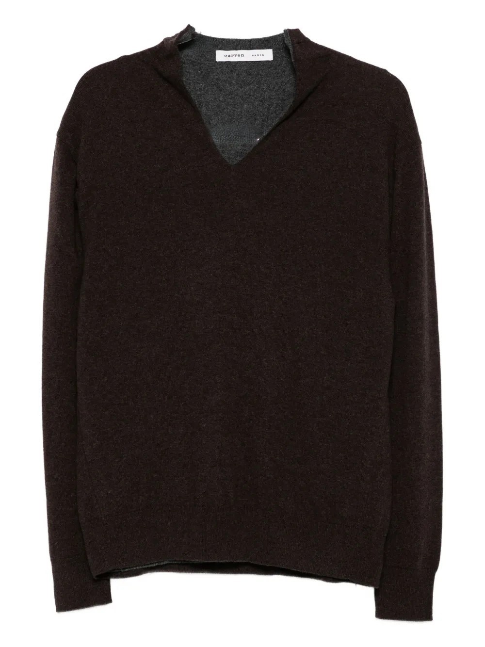 Carven Double Layer Sweater In Brown