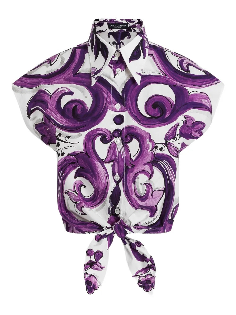 Dolce & Gabbana Cotton Shirt With Maiolica Print
