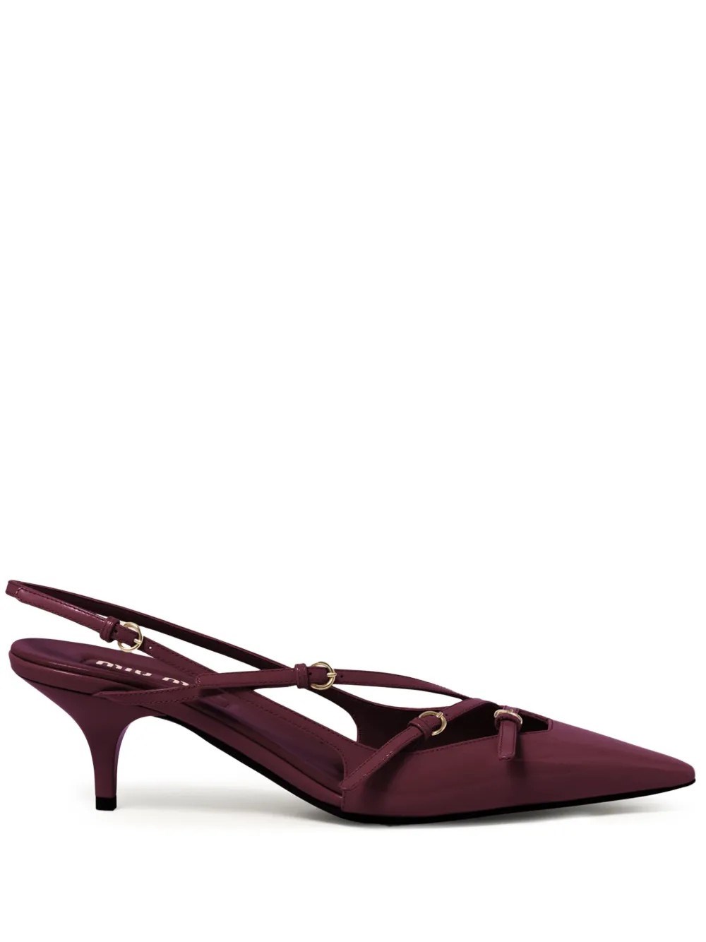 Miu Miu Slingback Deep Purple In Patent Leather With Buckles Women In Burgundy
